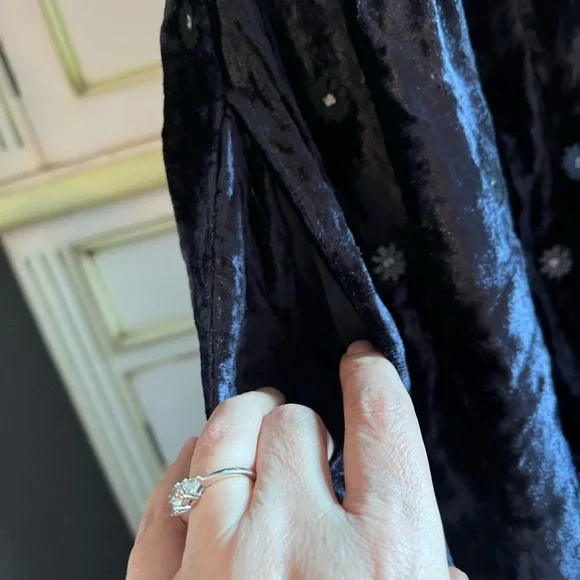 Kimchi Blue Midnight Velvet Dress with Floral Accents - Picture 3 of 5